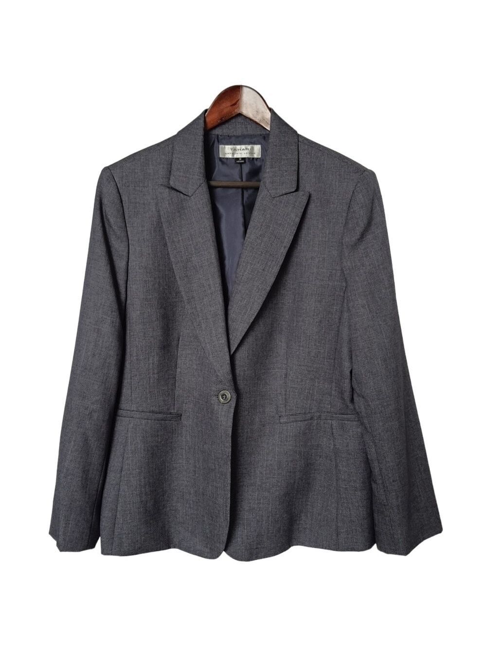 Tahari Arthur S. Levine Blue Blazer Business Career Jacket Crosshatch Size 18